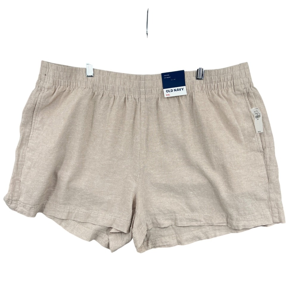 Old Navy Coastal Linen Blend Shorts Size XXL Beige High Rise Comfort Waistband
